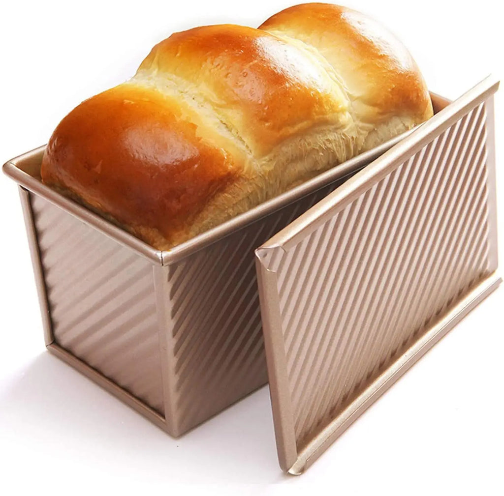 Long Pullman Loaf Pan with Lid Non-Stick Carbon Steel Bread Toast Mold Heavy Duty Bread Pan with Dough Scraper Baking Supplies