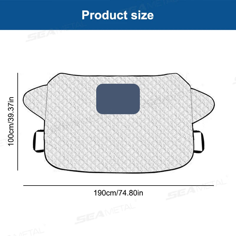 BLALION Car Windshield Snow Covers Winter Front Window Thickened Protector Anti Snow Ice Shield Cover Hole for Dash Cam Monitor