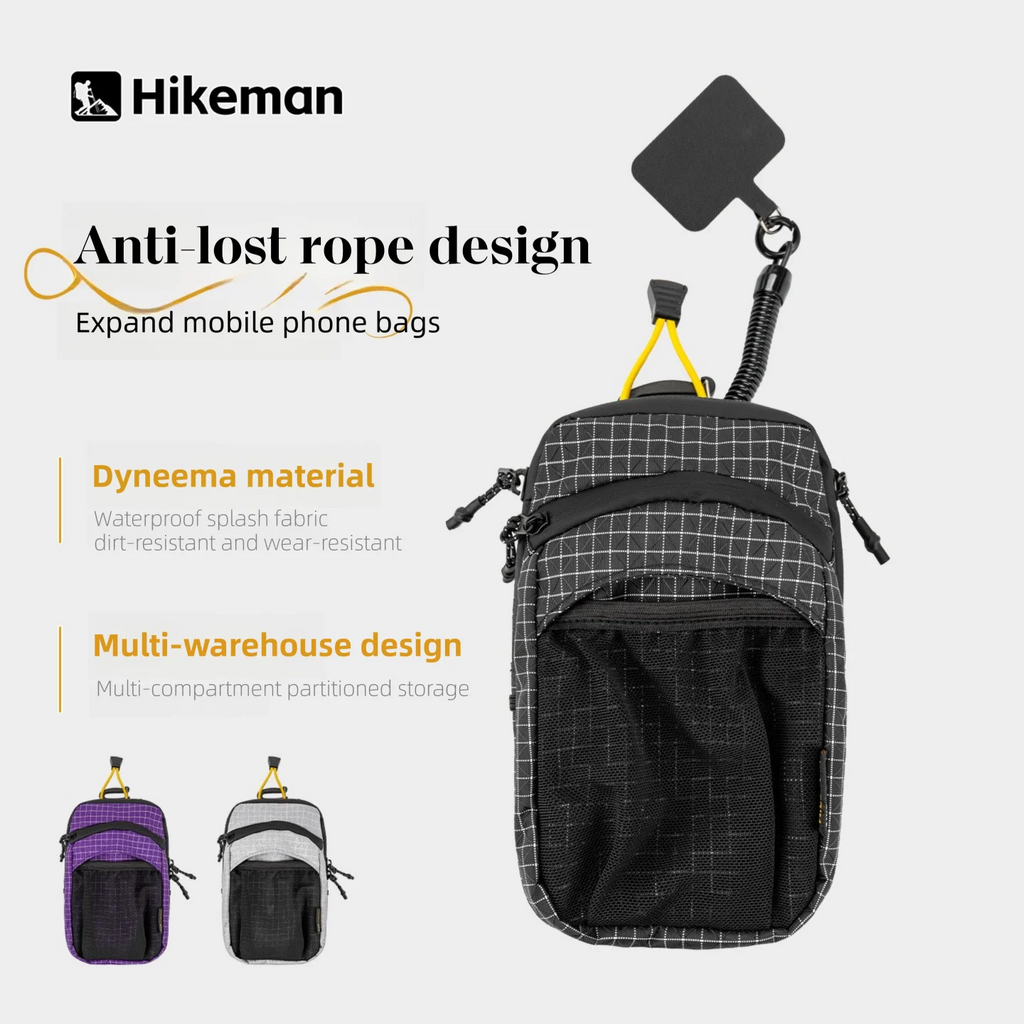 HIKEMAN Dyneema Water Bottle Holder Bag Phone Pocket and Quick-Adjust Strap Waterproof 420D Nylon for Cycling Hiking Camping
