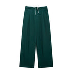 Willshela Women Fashion Solid Lace Up Side Zipper Straight Pants Vintage High Elastic Waist Female Chic Lady Trousers