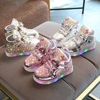 Kids LED Sneakers Girls Flash Light-up Board Shoes Spring And Autumn Children's Luminous Shoes Children's Glowing Light Sneakers
