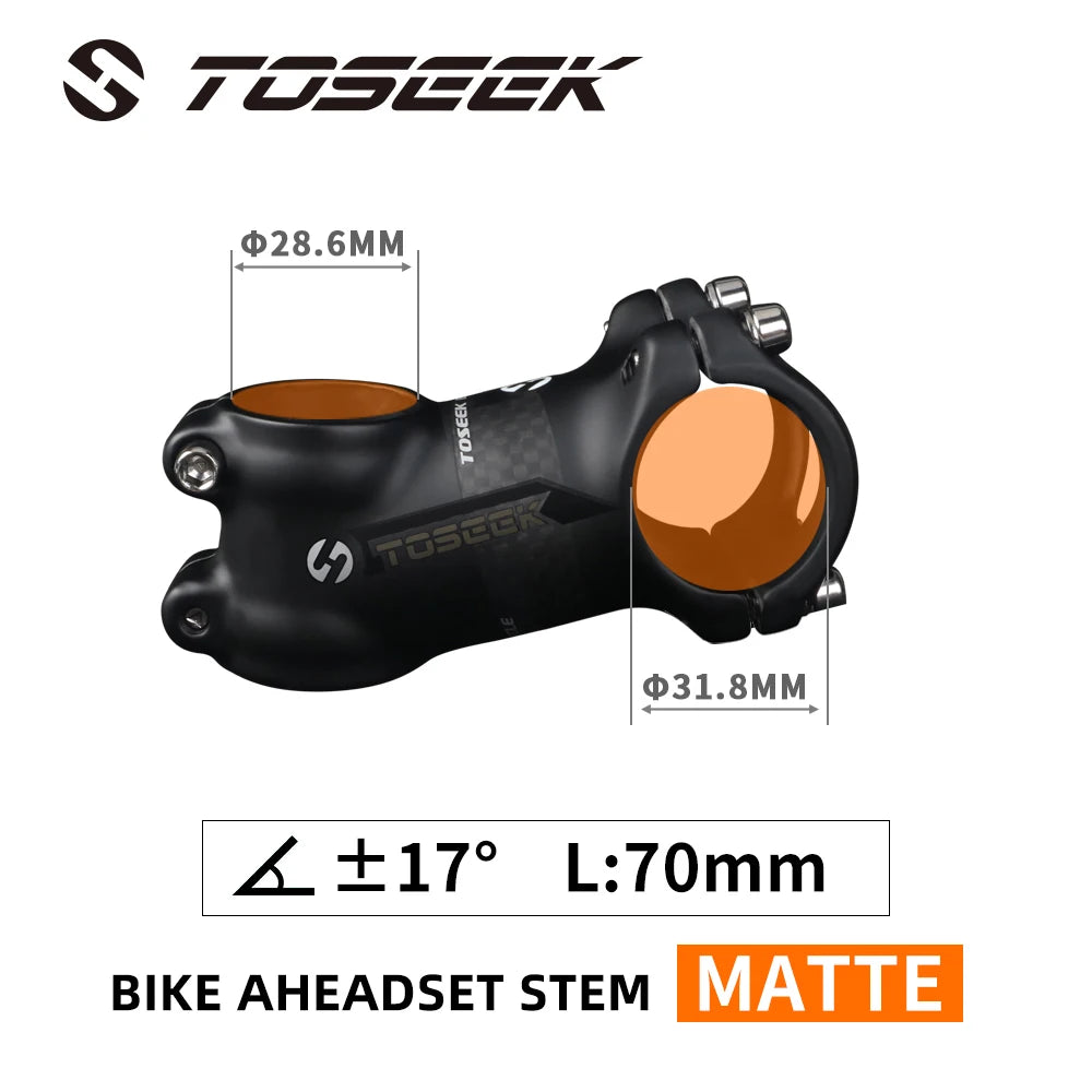 TOSEEK Bicycle Handlebar Stem 28.6-31.8mm Aluminum + Carbon Stem Angle6 17 Mtb Handlebar Stem MTB Stem Spare Parts For Bicycle