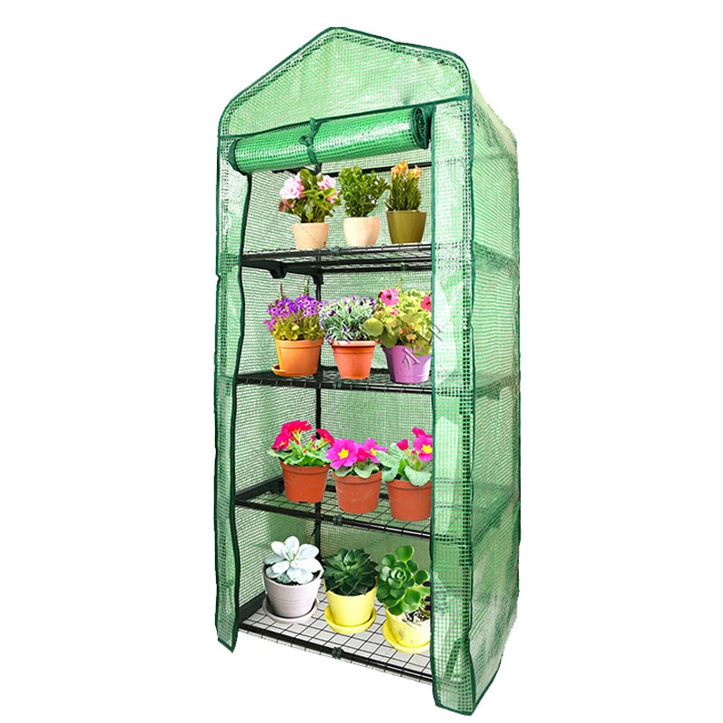 4 Tier Mini Greenhouse, Portable Greenhouse with Rust-Resistant Frame and PVC Cover for Winter Garden Patio Backyard Porch
