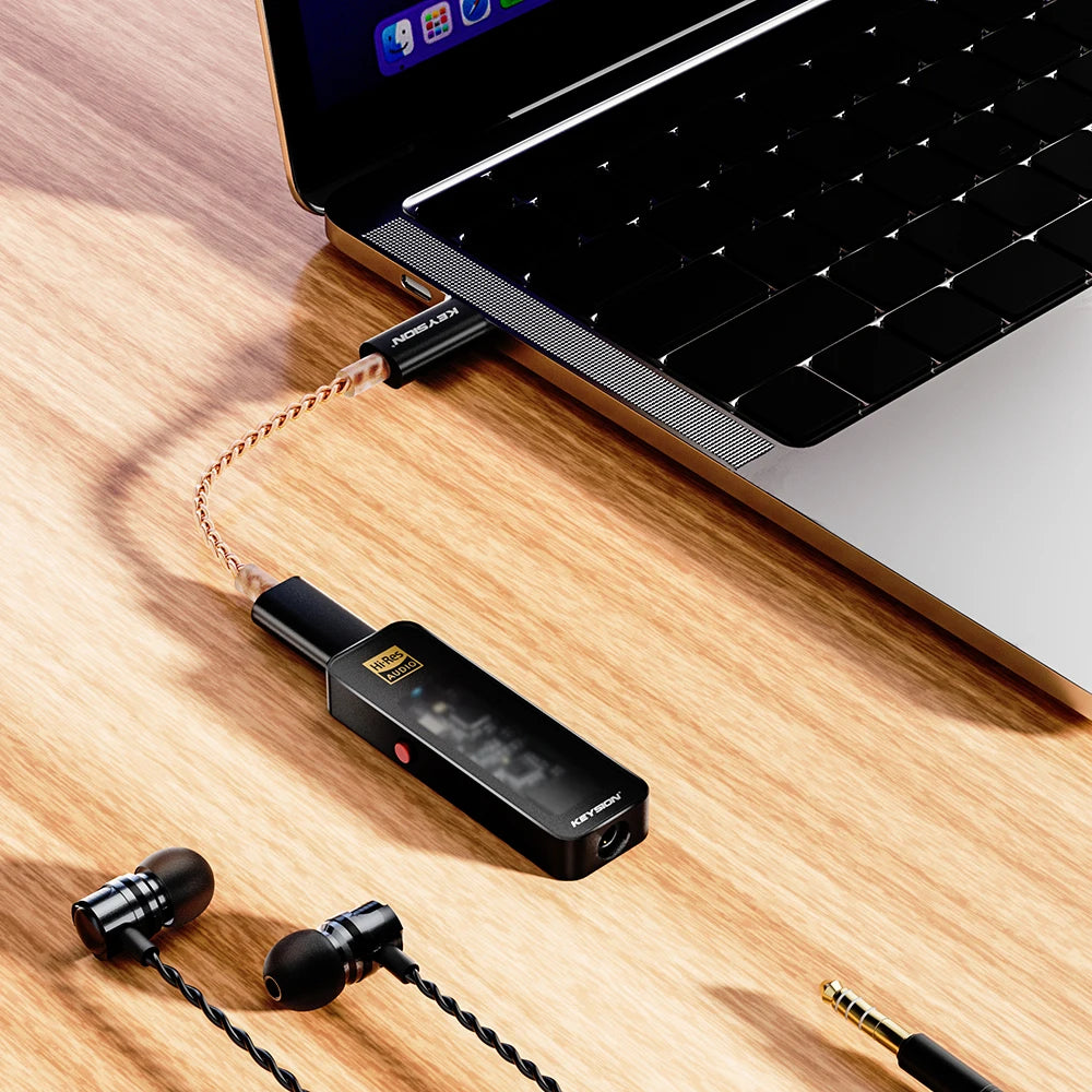 KEYSION CS43198 USB-C to 3.5mm DAC Headphone Amp, 384kHz DSD256, Black