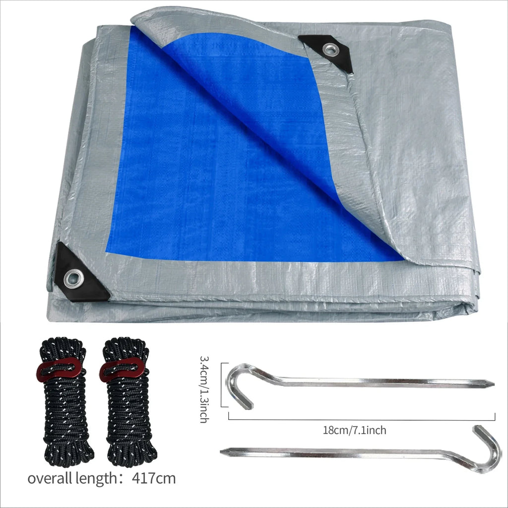 Large Tarpaulin Waterproof Heavy Duty 5x4m/3x2m Tarp Rain Cover Reinforced Multipurpose Outdoor Garden Backyard Awning Canopy
