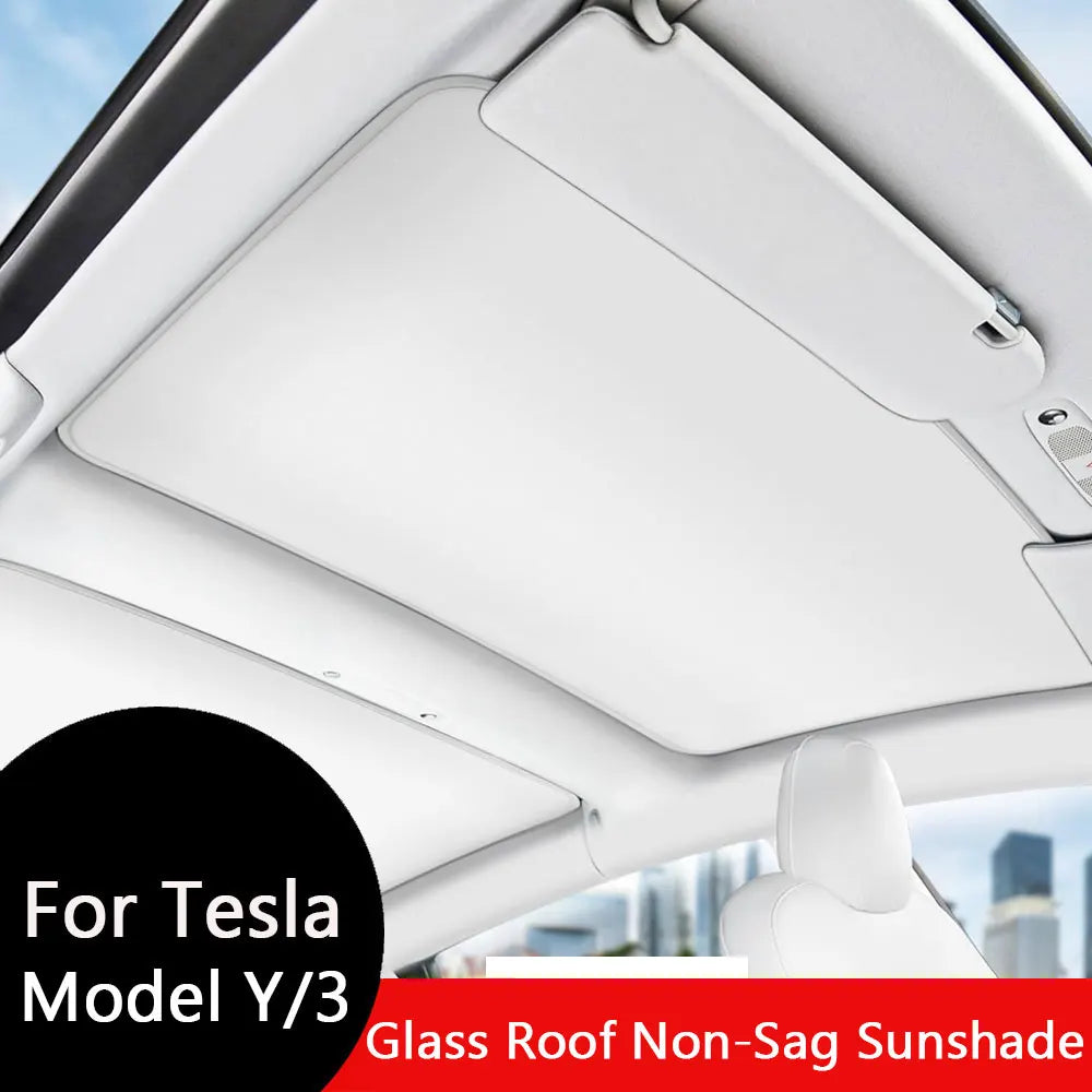 For Tesla Model 3 2017-2023 Sunshade Sunroof Upgrade Ice Cloth Buckle Sun Shades Glass Roof Front Rear Skylight