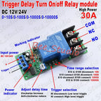 Time Delay Relay Module Timer Switch Adjustable Delay 30A DC 12V or 24V