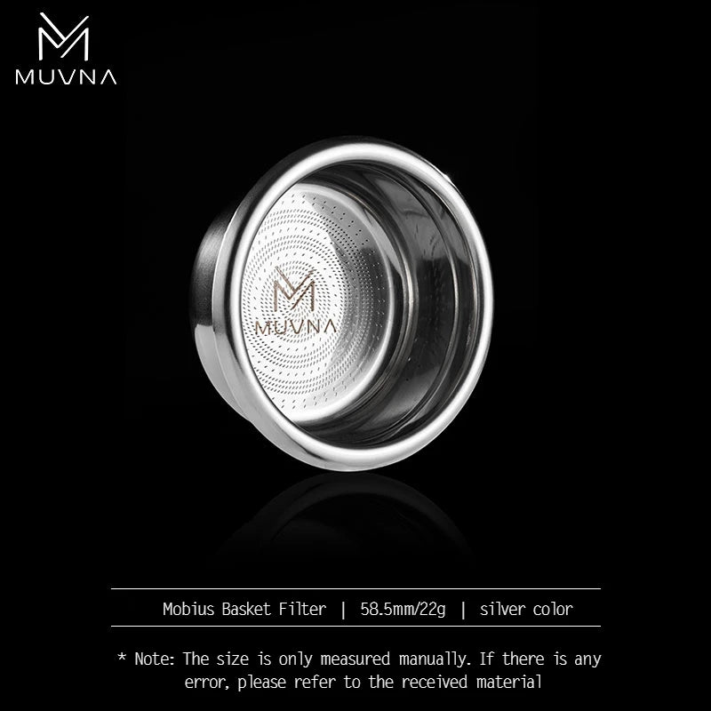 MUVNA Espresso Filter Basket 58mm 18g Micro Sieve 304 Stainless Steel, Silver