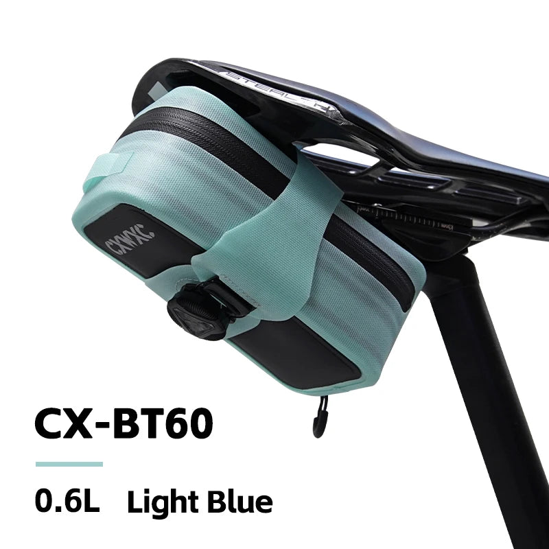 CXWXC TPU Bicycle Saddle Bag 0.6L Self Locking Knob Tail Bag Portable BOA Cycling Bag Waterproof Thick Hardened Mini Bike Bags