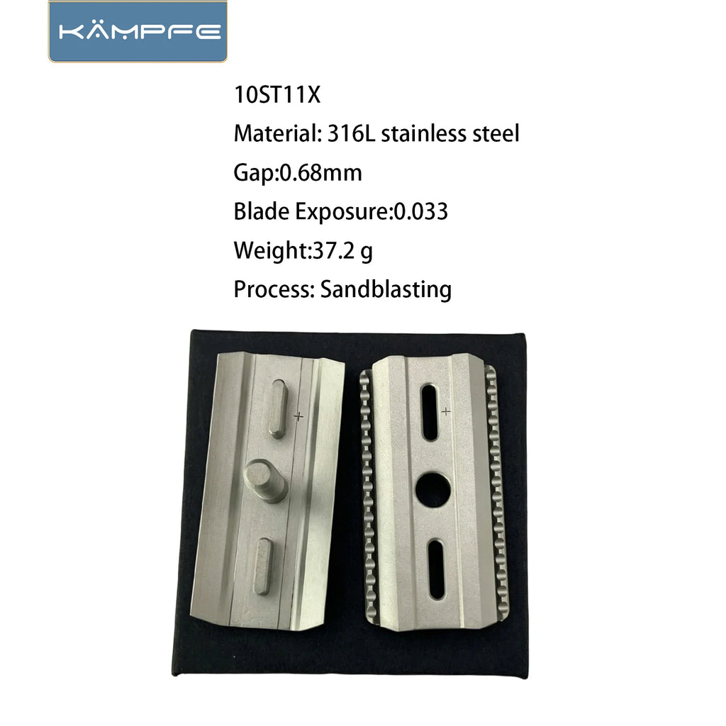 KAMPFE Safety Razor Replacement Head ST11X 316L Stainless Steel CNC, 0.68/0.85/0.99mm