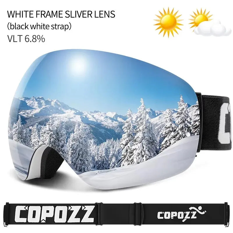 COPOZZ Outdoor Sports Ski Goggles UV400 Protection Ski Mask Male Female Anti-Fog Big Face Snow Glasses Snowboard Skiing Eyewear