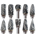 Carbide Burr Set Dremel Rotary Tool 10Pcs Die Grinder Bits Rotary File 1/8" Shank for Cutting Burrs Metal Grinding Engraving