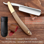 Japan S45C Carbon Steel Razor Straight Edge Stainless Steel Sharp Barber Folding Razor Natural Sandalwood Handle Horn Handle