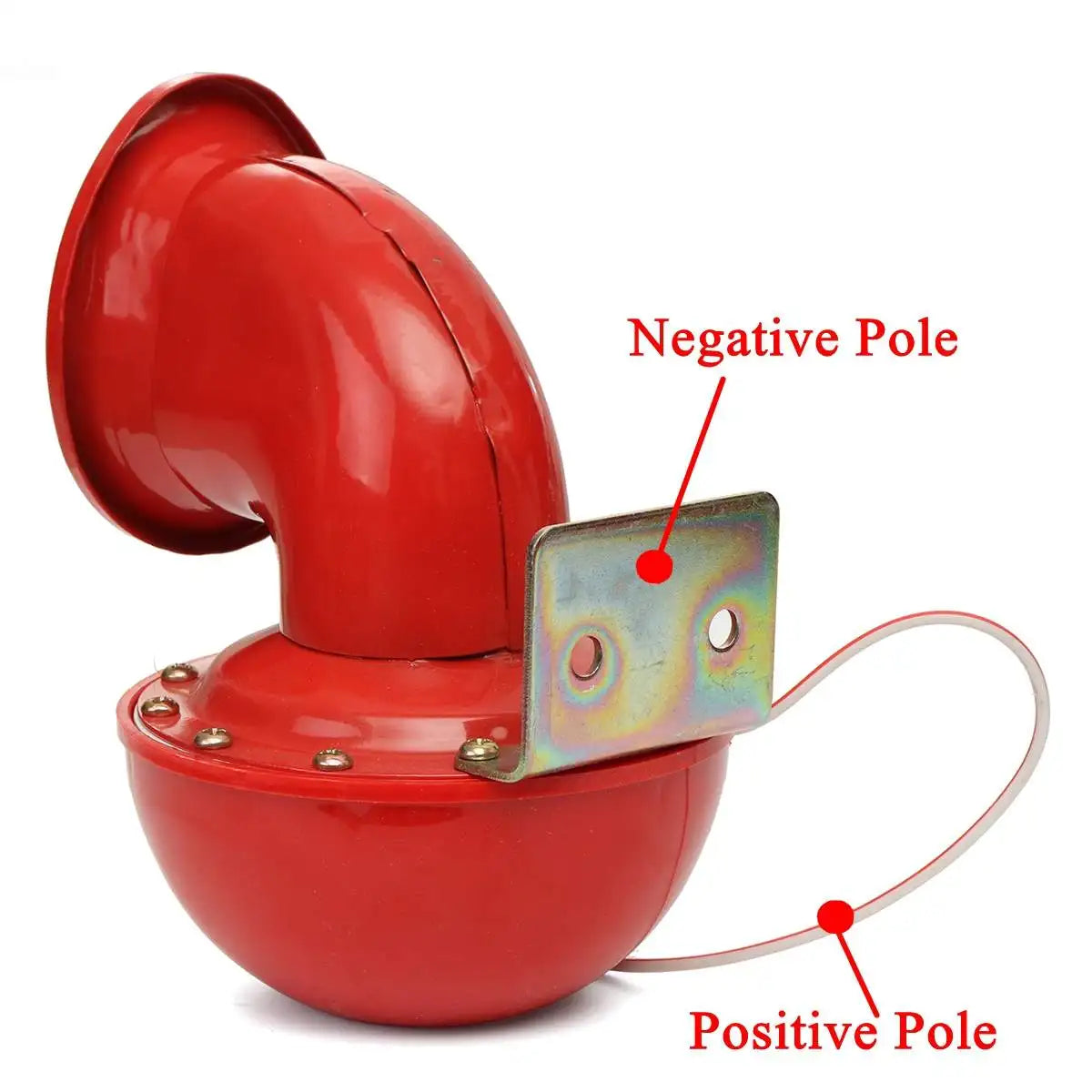 Car Horn Red Horn Electric Bull Horn Cow Sound Metal Horn for Truck Train Boat Motorcycle Car Truck Boat Super Loud 12V 200db