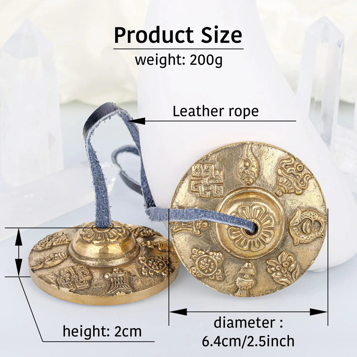 Tibetan Tingsha Cymbals 2pcs, Meditation Sanskrit Brass Chime Bells for Spiritual Healing Mindfulness, Yoga Buddhist
