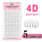 5pcs/Lot CoMango Short Stem Premade Fans Russian Volume Lashes Tray Premium Eyelash Extensions Supplies for Eye Beauty Makeup