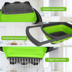 LMETJMA Collapsible Over-the-Sink Colander Strainer with Extendable Handles, Red/Green