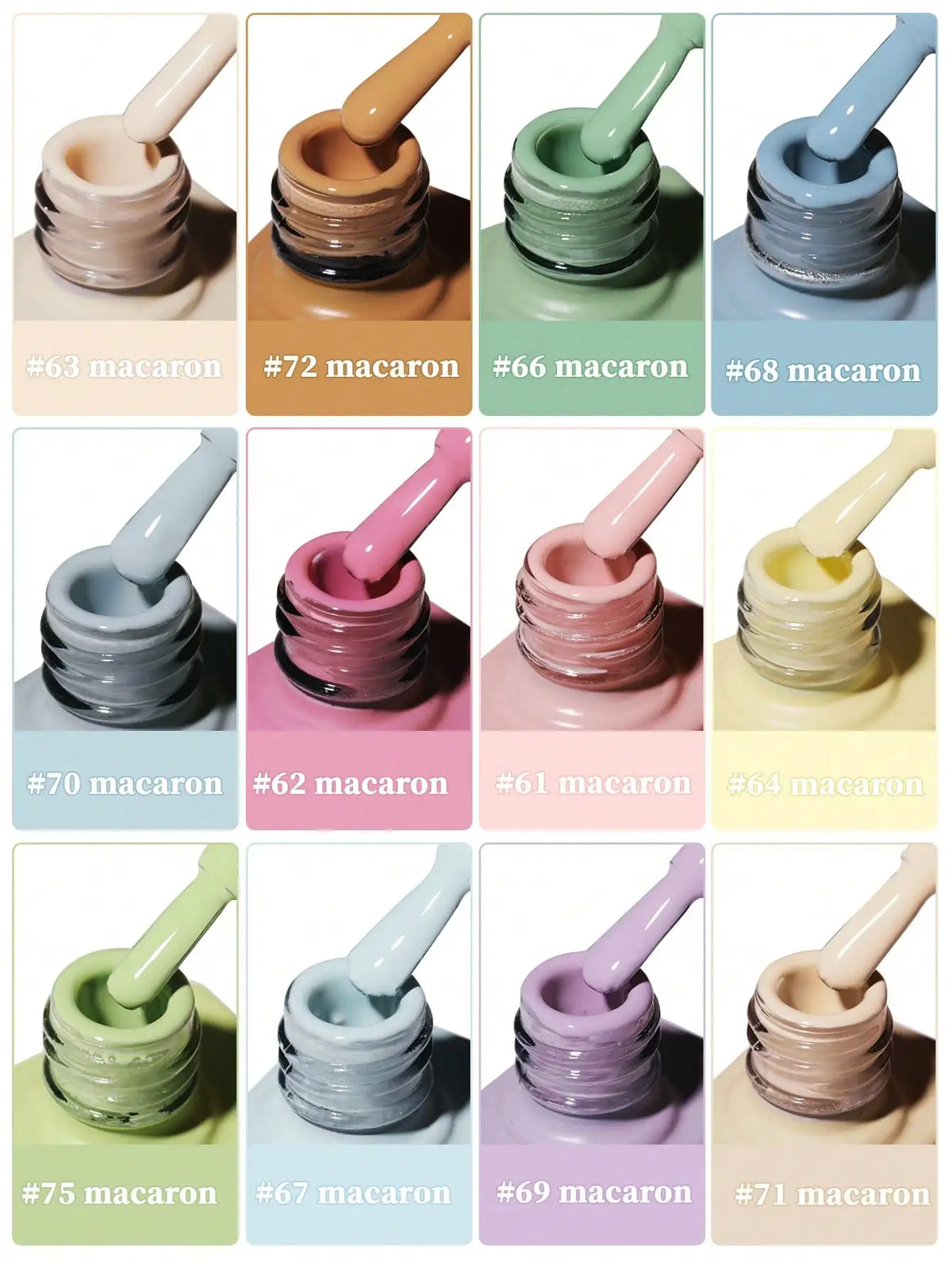 2025 Macaron Color Gel Polish Set - 12 Trendy Shades Long-Lasting & Chip-Resistant Formula for Home Manicures