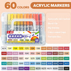 Acrylic Brush Markers Set with Portable Case, Liquid Ink Art Acrylic Paint Markers Set for Art and DIY Craft