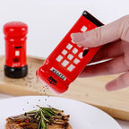 2-Piece Unique Ceramic Spice Jar Set Telephone Booth & Postbox Shapes Practical Pepper Sea Salt Jars For Kitchen Countertop