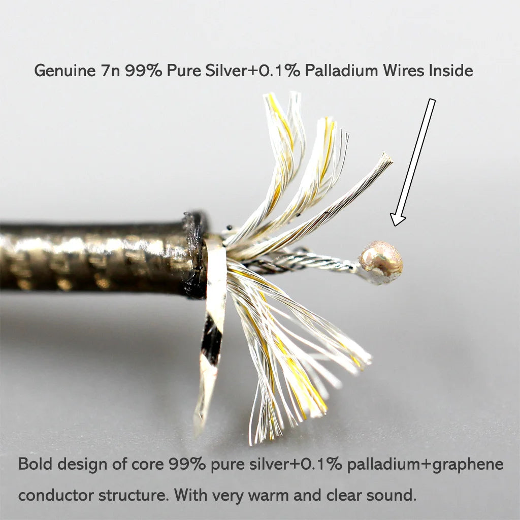 99% Pure Silver Palladium + Graphene Gold Earphone Cable For Hifiman Sundara Ananda HE1000se V2 V3 HE6se he400se Arya He-35x XS