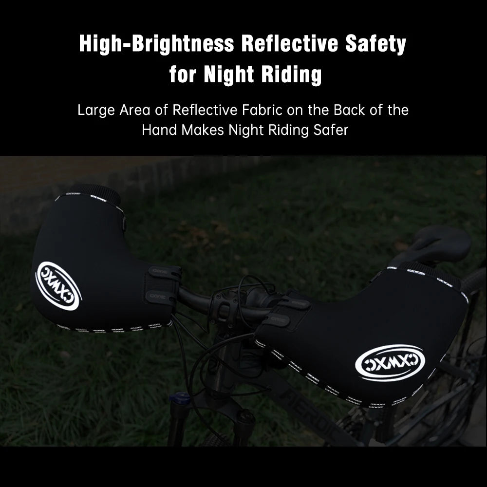 Windproof Bike Handlebar Covers Bike Heated Handlebar Mittens Temperature Adjustable Windproof Cycle Gloves for Mountain