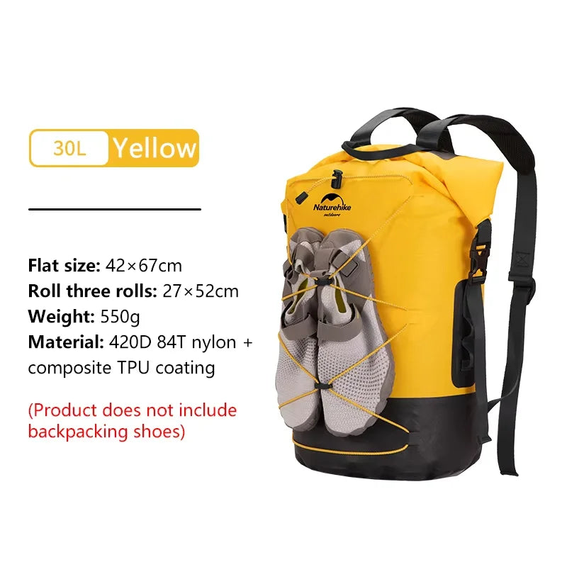 Naturehike TB03 TPU Waterproof Dry Bag Wet/Dry Separation 20L 30L 40L Khaki/Yellow