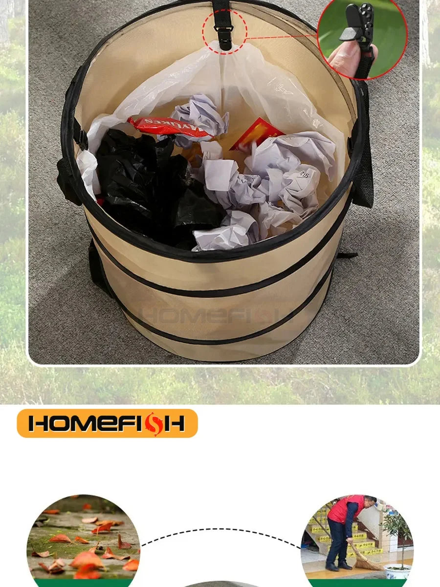 1pc Pop-up Trash Can, Outdoor Portable Camping Folding Trash Can Camping Trash Can Gardening Garden Garbage Bag Garden Leaf Buck