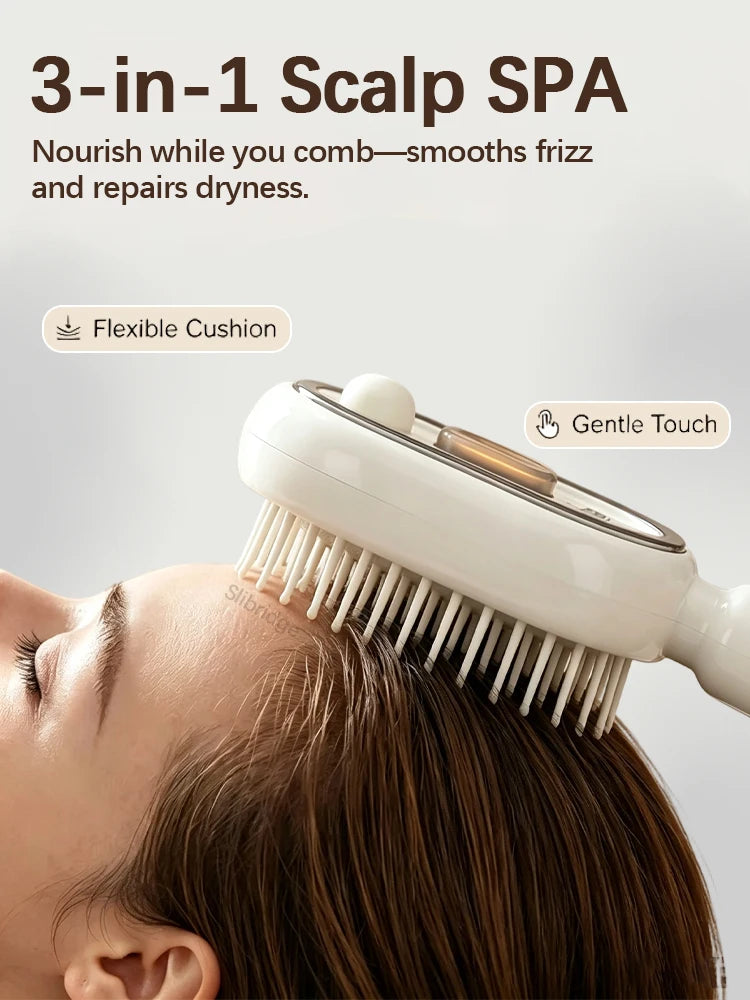 Rechargeable steam hair straightening brush with water spray, anti-frizz, Beige/Pink/Purple