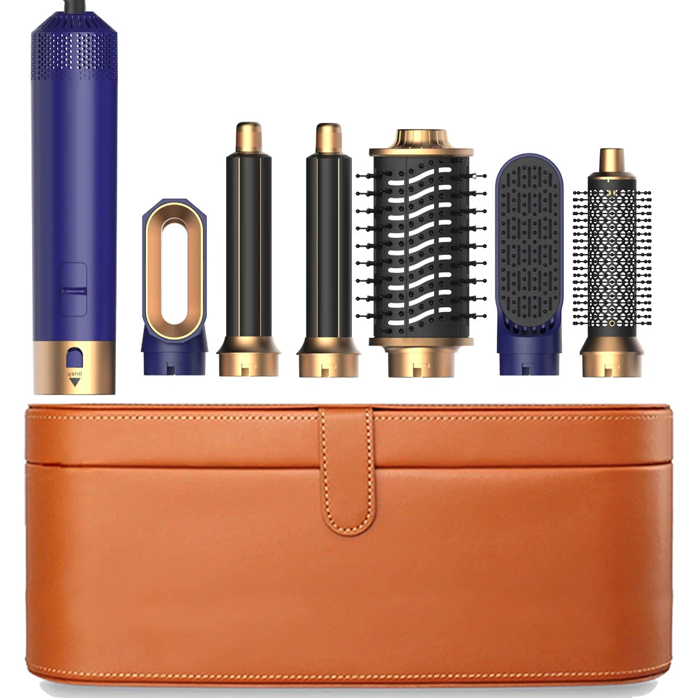 6 in 1 Hair Dryer Brush Detachable Airflow Comb Curler Straightening Brush Heat Control Styler for Smooth Hair