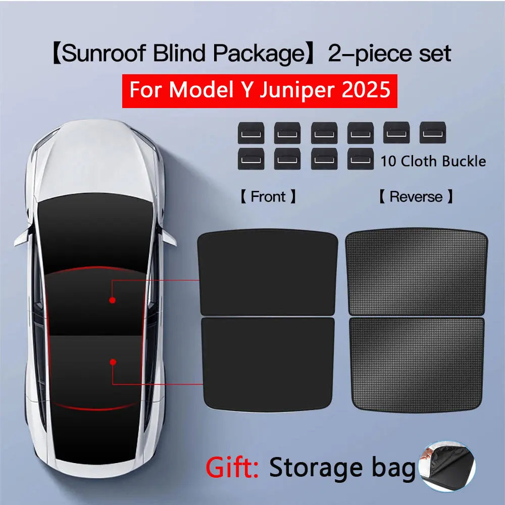 Sunshades For Tesla Model 3 Sunroof Highland 2026 Model Y 2020-26 Ice Cloth Buckle Sun Pare Glass Front Rear Skylight Accessory