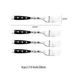 Hotel Stainless Steel Table Knife Fork Spoon Sets Teaspoon Teafork Steak Knife Cutlery Restaurant Serviing Set Black Wood Handle
