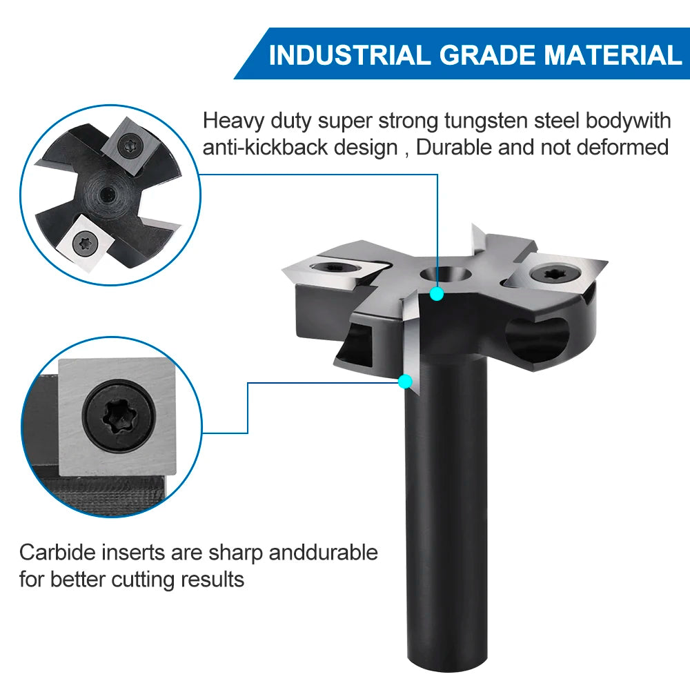 XCAN Milling Cutter 4-Flute Spoilboard Surfacing Router Bits 8 12mm Shank Wood Planer Bit Insert Carbide Slab Flattening Bit