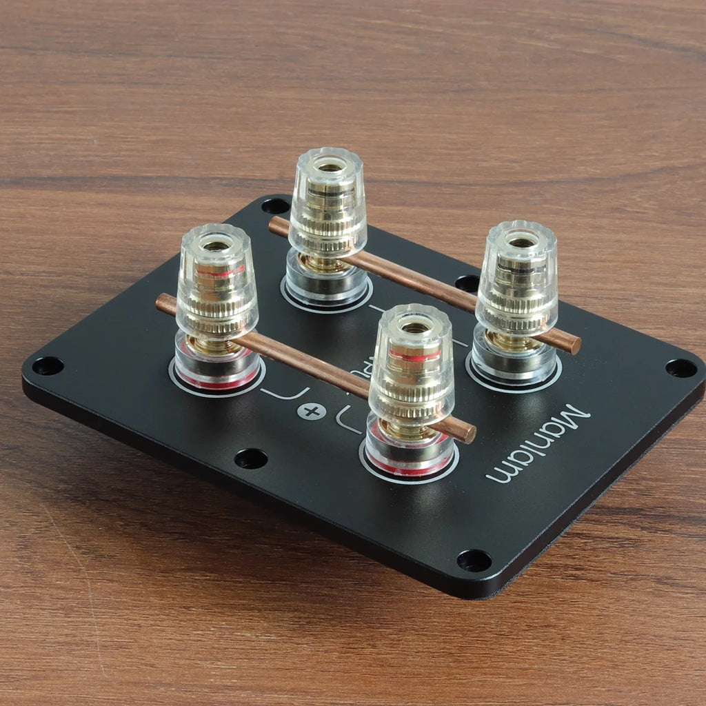 1PC GHXAMP 4-Way Speaker Terminal Cup, Pure Gold-Plated Copper, Bi-Wire Capable, 122x96mm