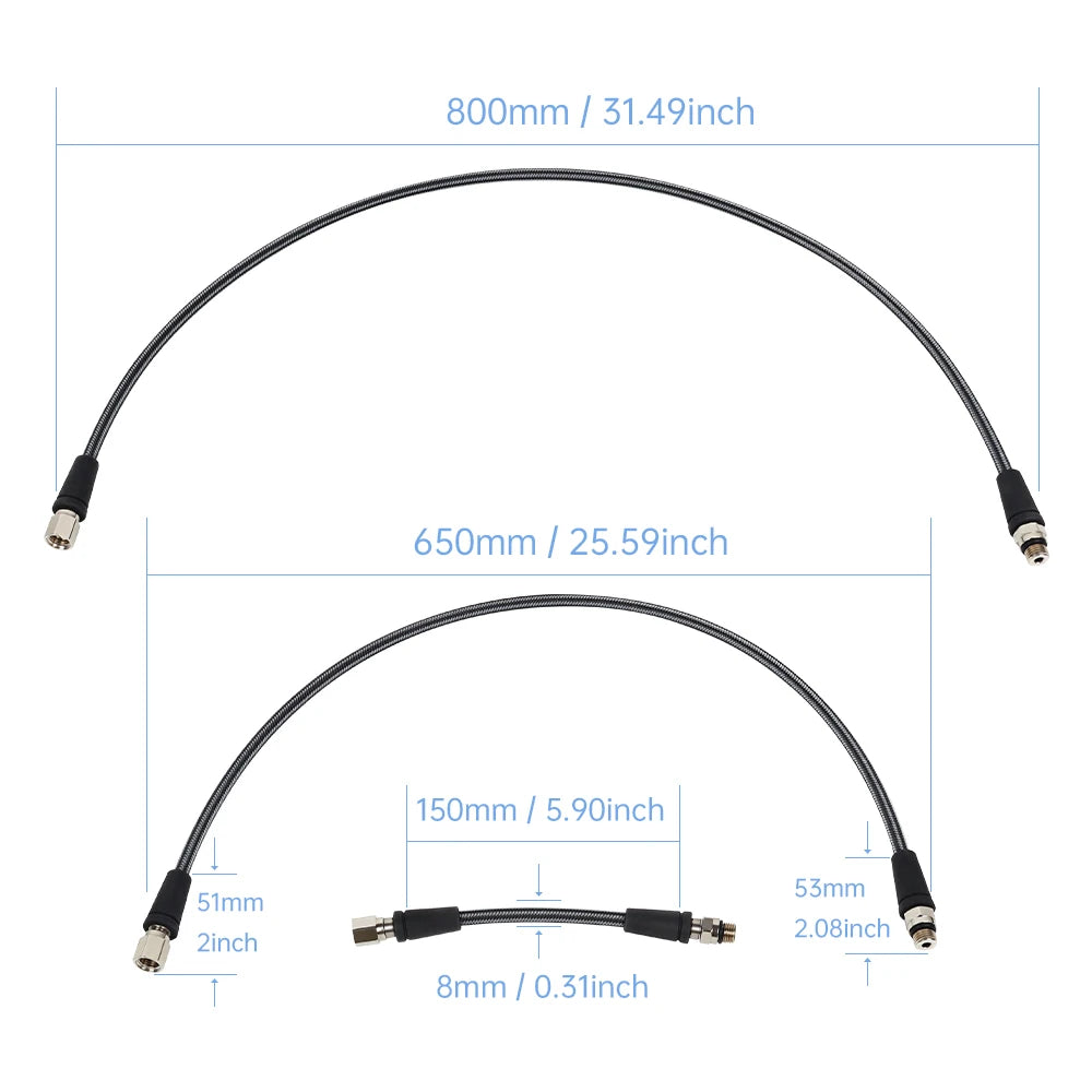 DIDEEP Diving Carbon Fiber Braided High Pressure Tube, Scuba Diving Residual Pressure Hose, Can Be Connected to Pressure Sensor