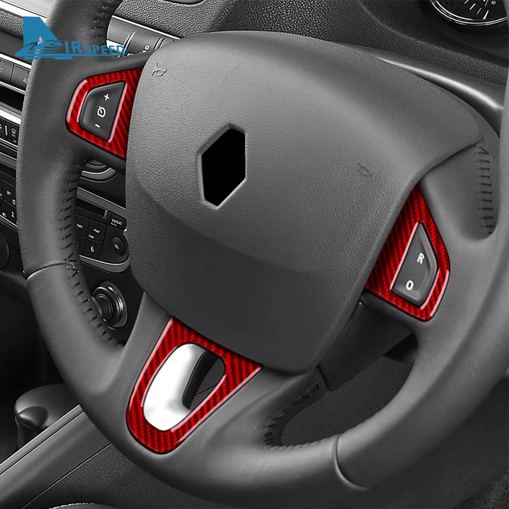 Real Soft Carbon Fiber Sticker For Renault Fluence Megane 3 RS Scenic 2009 2010 2011 2012 2013 2014 2015 Car Steering Wheel Trim