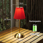 Small Pleated Table Lamp USB Rechargeable Nightstand Lamp Cordless Desk Lamp for Bedroom Living Room Home Office Decor