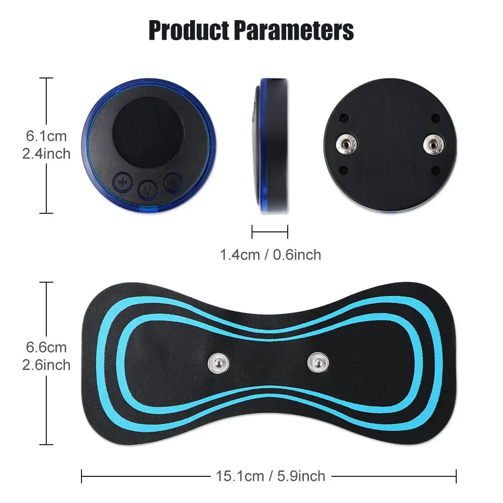 EMS TENS Neck Massager Patch Muscle Stimulator with Gel Pads, 1 host + 10 pads