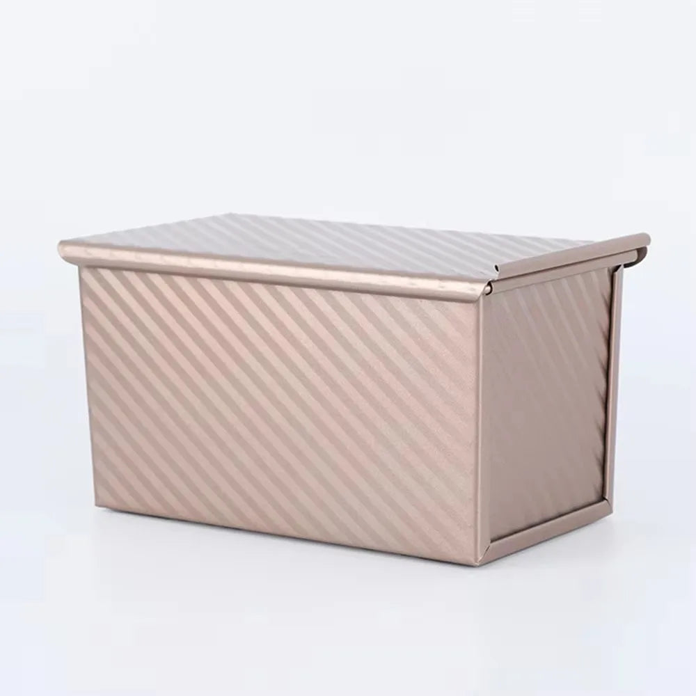 1Pcs Rectangle Loaf Pan with Lid Non Stick Bakeware for Baking Bread Carbon Steel Corrugated Toast Box with Lid Bread Mould