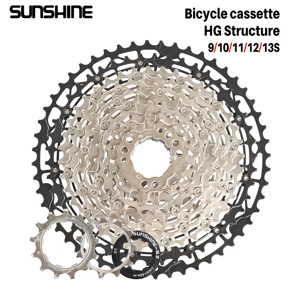 SUNSHINE MTB cassette freewheel HG sprocket carbon steel 10/11/12/13 speed 11T-40T to 11T-52T