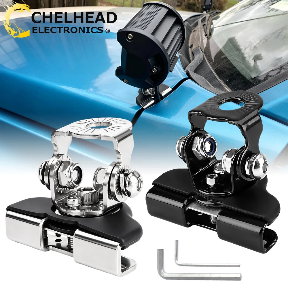 2PCS LED Work Light mounting Bracket Universal Hood Led Light Bar Mount Bracket Foglight lamp Holder for Off Road Jeep Truck SUV