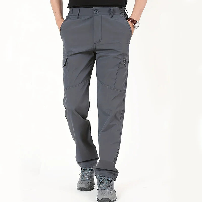 2024 Outdoor Work Tactical Pants Men Winter Casual Cargo Trousers Waterproof Fleece-lined Pant Elastic Hiking Traveling Workwear