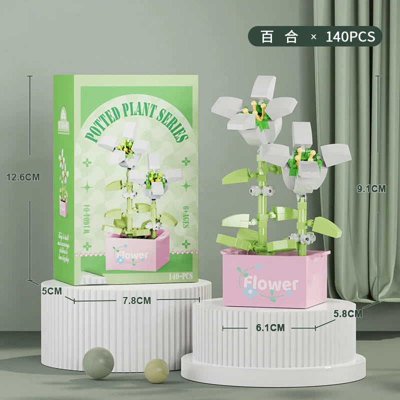 Flower Bouquet Mini Particle Building Blocks Flower Kit 3D DIY Creative Plants Micro Bricks for Home Decor Girl Gift Adults Kids