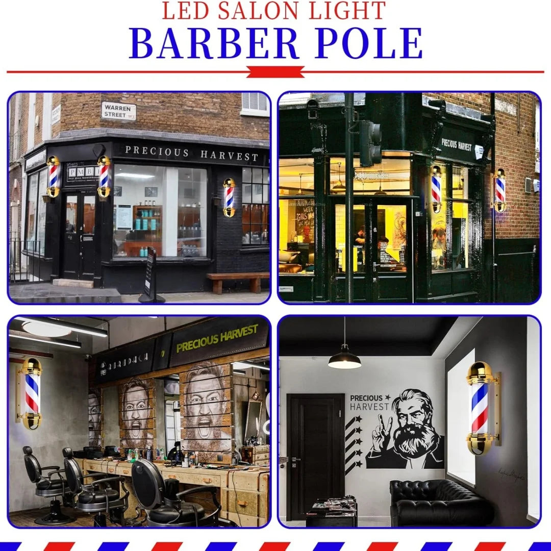 Hairdressing Entrance Lamp Barber Shop Cylindrical Rotating Sign Light Outdoor Shop Name Exclusive Prop Lighting Tool