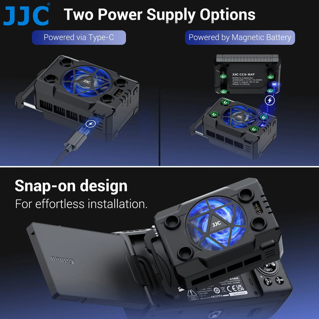 JJC Camera Semiconductor Cooling System Cooling Fan Auto Temp Control Cooling for Video Recording Sony A7 V A7V A7M5 ZV-1 A6700