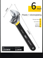 Deli Adjustable Wrench Carbon Steel Dip Plastic Handle Spanner, DL120002/DL120006/DL120010