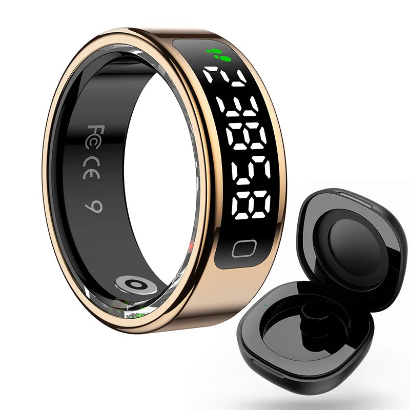 R11C Display Screen Smartring Men Women Gesture Swipe Video Waterproof Smart Ring Charging Case Health Monitor For Android IOS