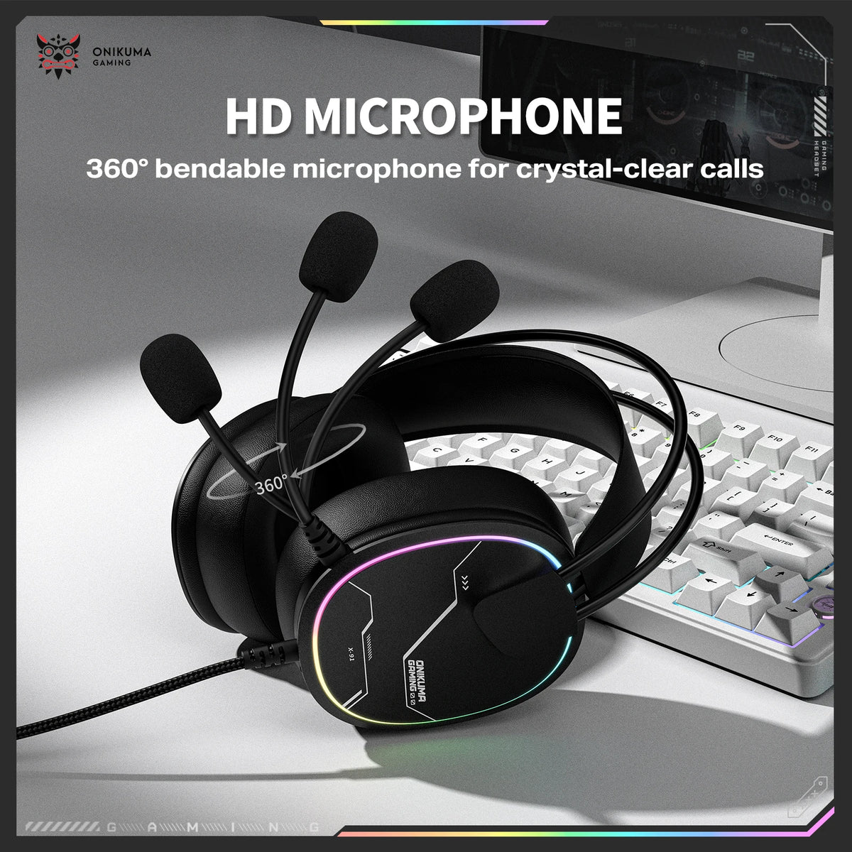 ONIKUMA X91 Gaming Headset Hi-Fi Surround Sound/USB Sound Card for PC PS Wired Gaming Headset Ergonomic Design