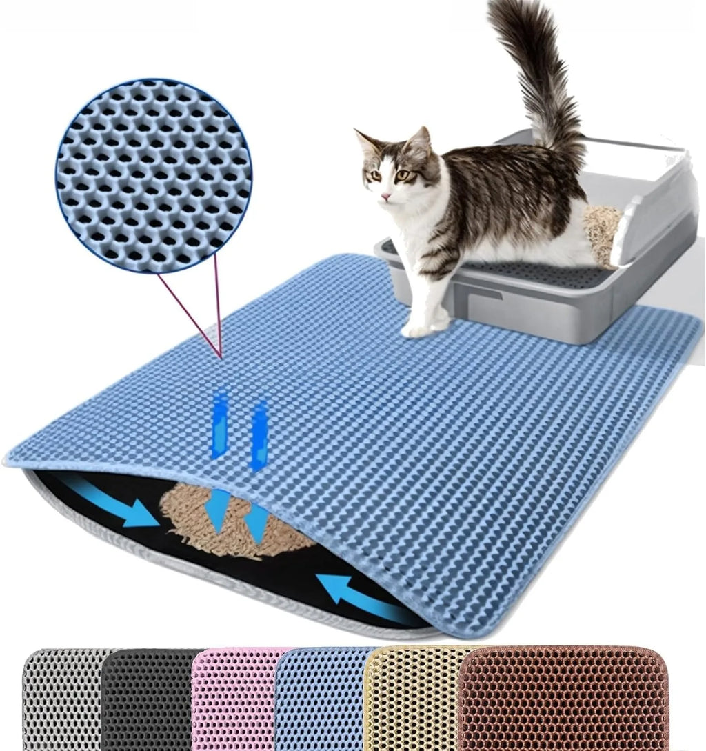 1Pc Large Size Cat Litter Mat-Advanced Honeycomb Double Layer Design,Urine Waterproof,Easy Cleaning,Scatter Control,Stay Clean