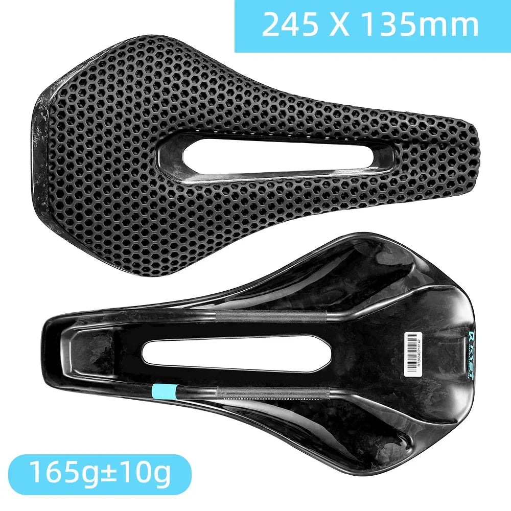 RYET 3D Printed Full Carbon Bike Saddle, 135/145/155mm MTB Gravel Road Seat